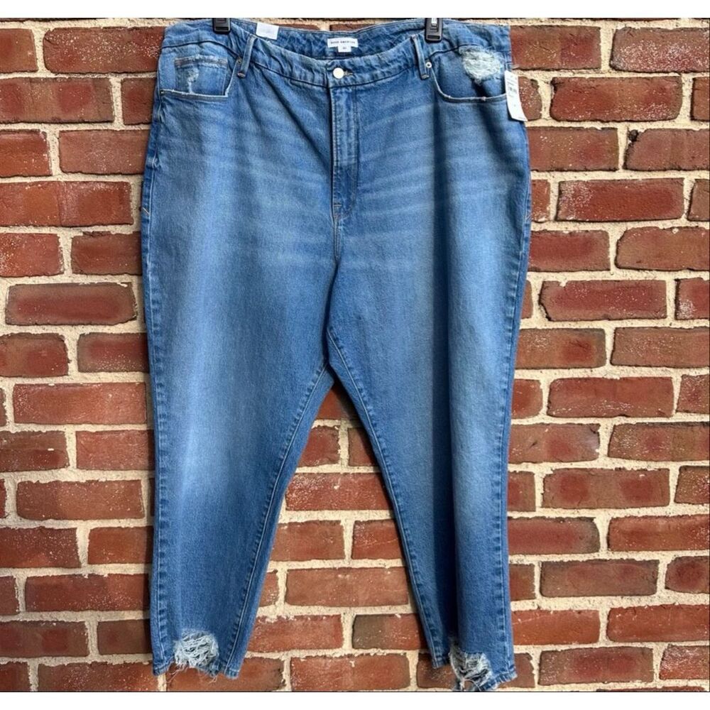 ood American $155 High Rise Straight Distressed Jeans Indigo Women’s 20 NEW